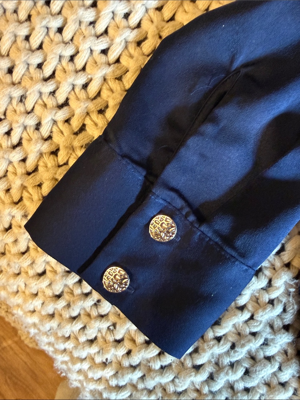 Express Navy Collared Button-Front Blouse Jacket - Picture 3 of 5